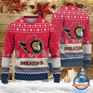 Ottawa Senators Hockey Team Design New Christmas Ugly Sweater