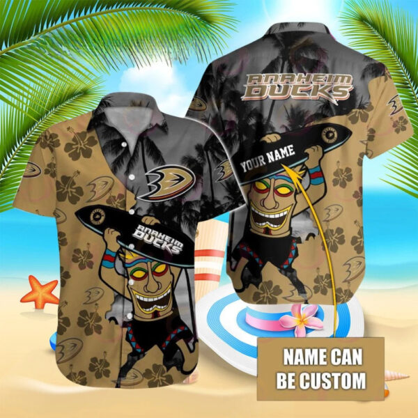 Personalized Anaheim Ducks Tiki Vibes Hawaiian Shirt