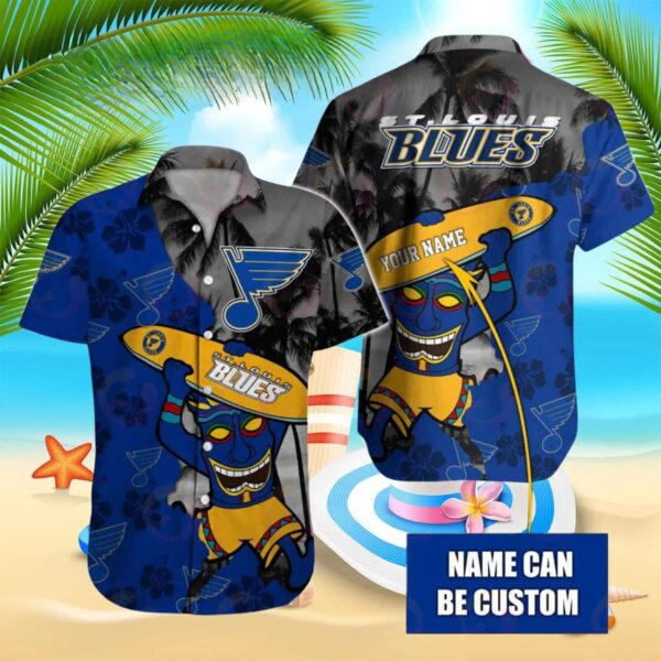 Personalized St Louis Blues Tropical Surf Hawaiian Shirt