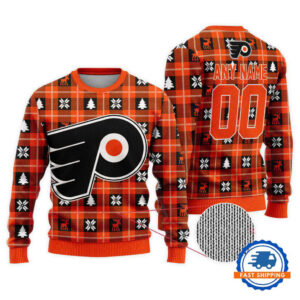Philadelphia Flyers Personalized Snow Tree Christmas Ugly Sweater