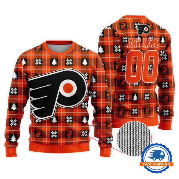 Philadelphia Flyers Personalized Snow Tree Christmas Ugly Sweater