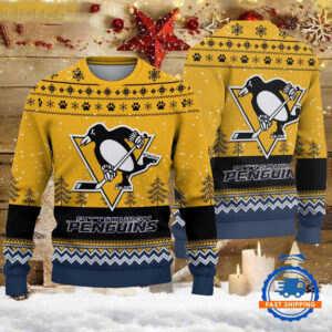 Pittsburgh Penguins Hockey Team Design New Christmas Ugly Sweater