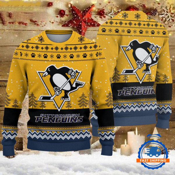 Pittsburgh Penguins Hockey Team Design New Christmas Ugly Sweater