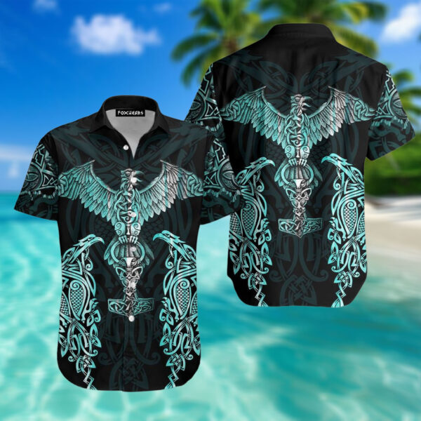 Raven Viking Happy Fathers Day Hawaiian Shirt