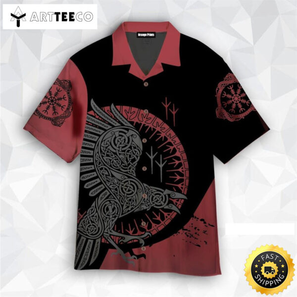 Raven Viking Red Black Happy Fathers Day Hawaiian Shirt