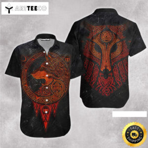 Red Wolf Vikings Happy Fathers Day Hawaiian Shirt