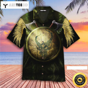 Shield Axe Raven Viking Happy Fathers Day Hawaiian Shirt