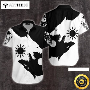 Skoll And Hati Viking Wolf Happy Fathers Day Hawaiian Shirt