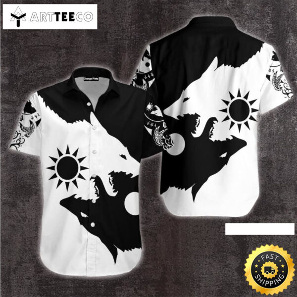Skoll And Hati Viking Wolf Happy Fathers Day Hawaiian Shirt