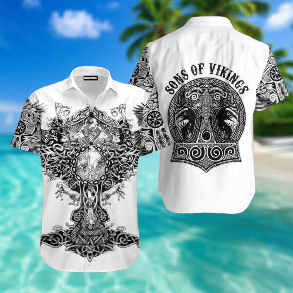 Sons Of Vikings Happy Fathers Day Hawaiian Shirt
