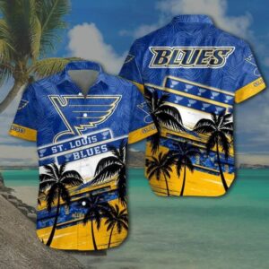 St Louis Blues Island Sunset Hawaiian Shirt