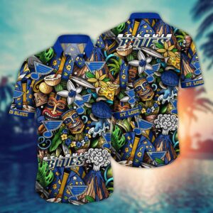 St Louis Blues Tiki Paradise Hawaiian Shirt