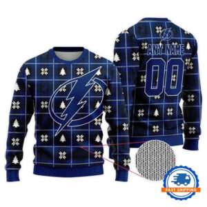 Tampa Bay Lightning Personalized Snow Tree Christmas Ugly Sweater