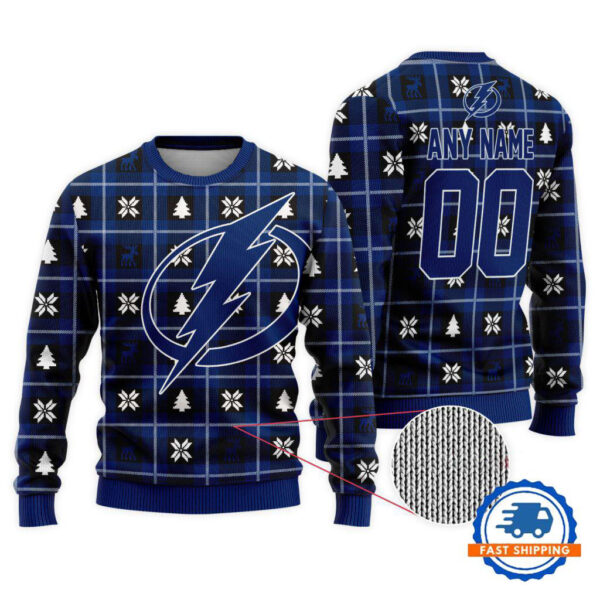 Tampa Bay Lightning Personalized Snow Tree Christmas Ugly Sweater