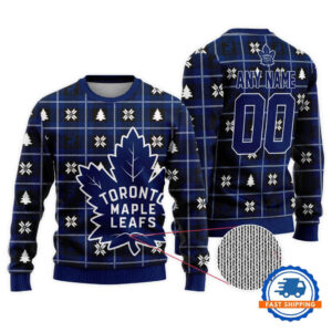 Toronto Maple Leafs Personalized Snow Tree Christmas Ugly Sweater
