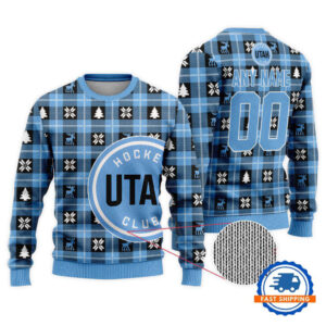 Utah Hockey Club Personalized Snow Tree Christmas Ugly Sweater