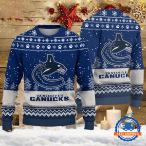 Vancouver Canucks Hockey Team Design New Christmas Ugly Sweater