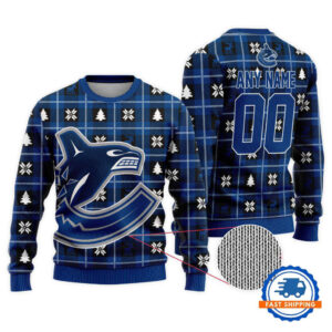 Vancouver Canucks Personalized Snow Tree Christmas Ugly Sweater