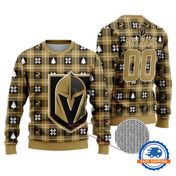 Vegas Golden Knights Personalized Snow Tree Christmas Ugly Sweater