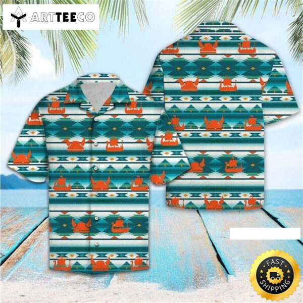 Vikings Pattern Happy Fathers Day Hawaiian Shirt