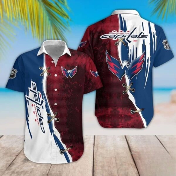 Washington Capitals Vintage Lace up Hawaiian Shirt