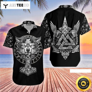 White Fenrir Viking Happy Fathers Day Hawaiian Shirt