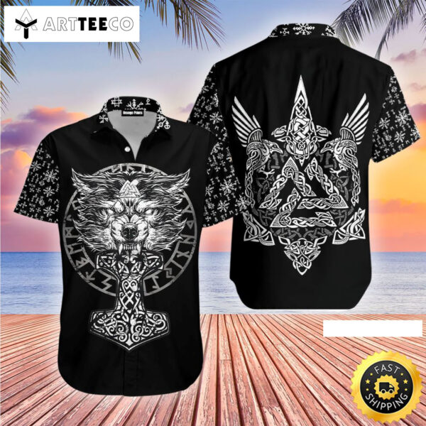 White Fenrir Viking Happy Fathers Day Hawaiian Shirt
