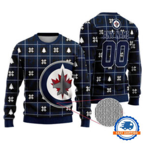 Winnipeg Jets Personalized Snow Tree Christmas Ugly Sweater